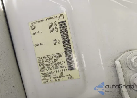 2018 Nissan Maxima 3.5 Platinum z USA, uszkodzony, nr VIN 1N4AA6AP8JC382574